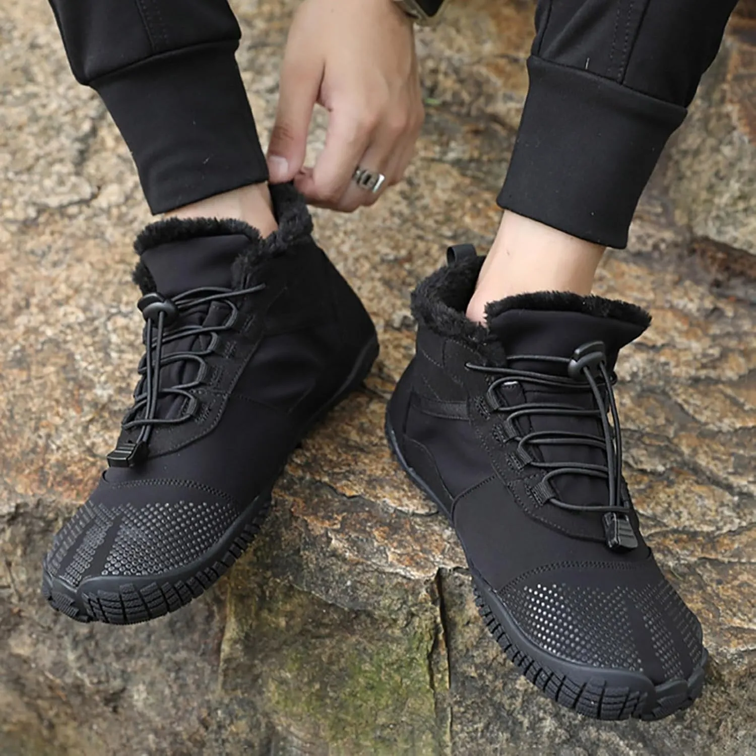 Winter Plush Insulated Snow Boots for Women Lace Up Soft Flat Soled Boots Outdoor Sport Shoes Wide Calf Boots