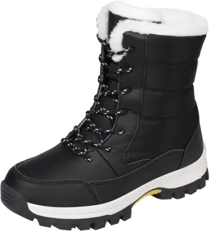 Winter Snow Boots for Women Water Proof Insulated Boots Lace Up Mid Calf Non Slip Non Slip Comfort Snow Boots