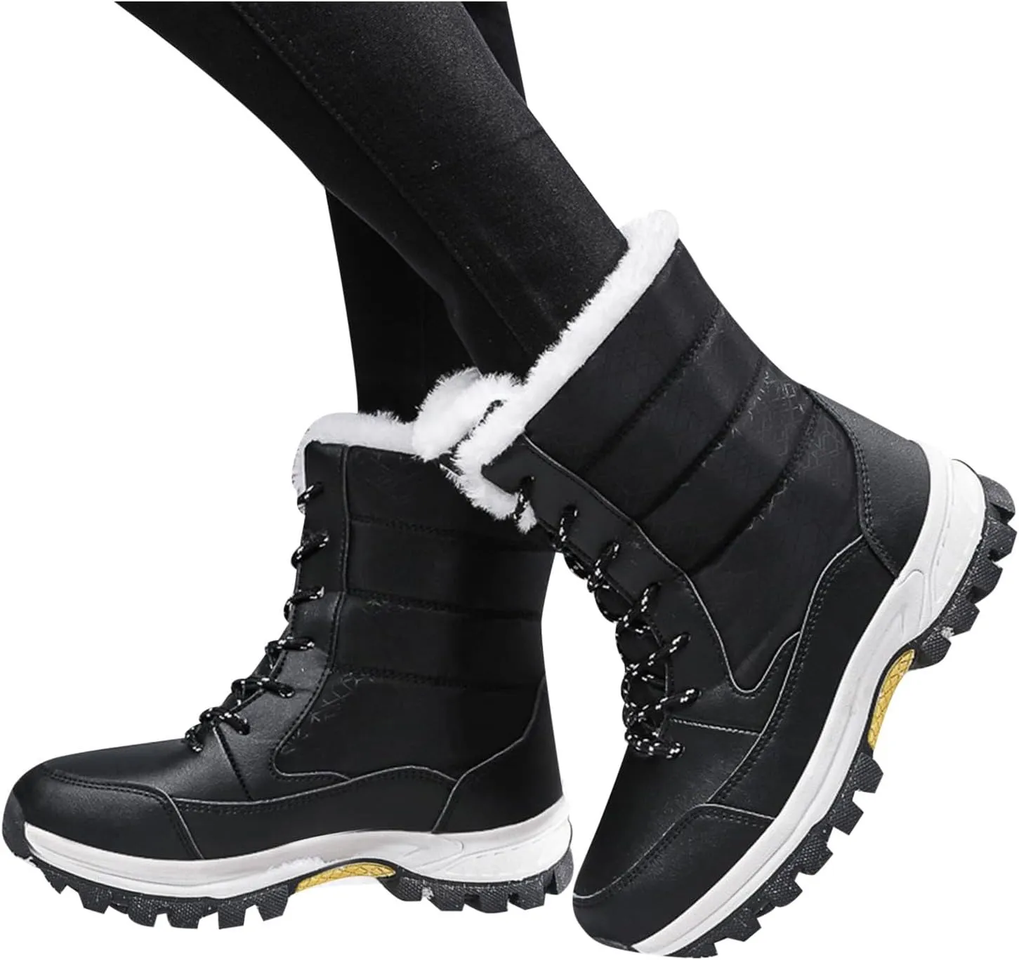 Winter Snow Boots for Women Water Proof Insulated Boots Lace Up Mid Calf Non Slip Non Slip Comfort Snow Boots