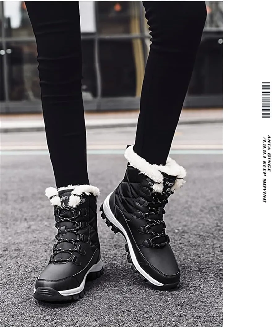 Women High Top Hiking Shoes Winter Anti-Slip Warm Snow Shoes Outdoor Climbing Trekking Shoes Boots