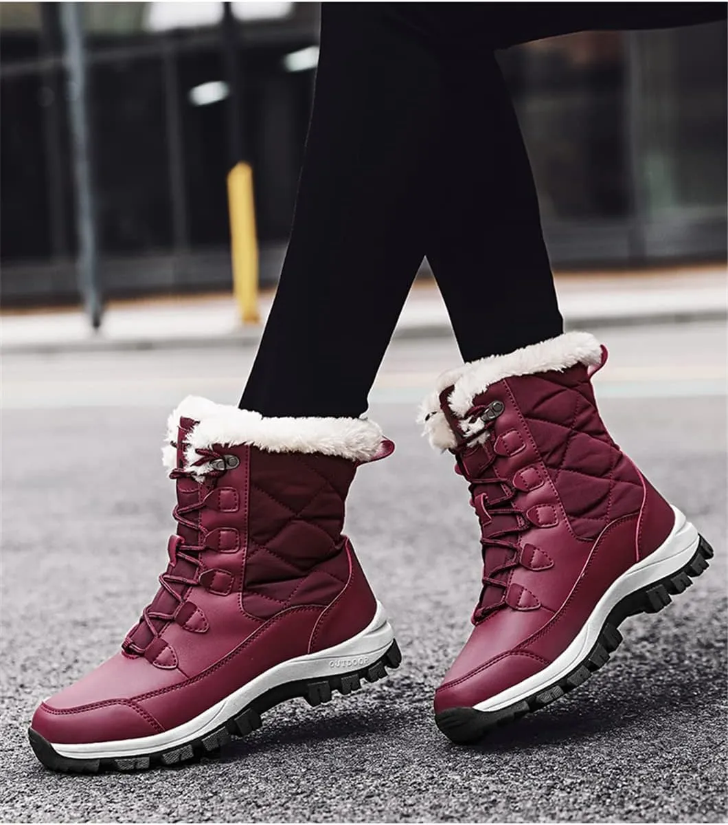 Women High Top Hiking Shoes Winter Anti-Slip Warm Snow Shoes Outdoor Climbing Trekking Shoes Boots