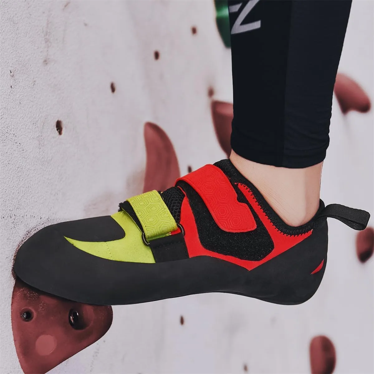 Women Men Rock Climbing Shoes, Hook & Loop Closure Hiking Shoes Non-Slip Wall Climbing Shoes