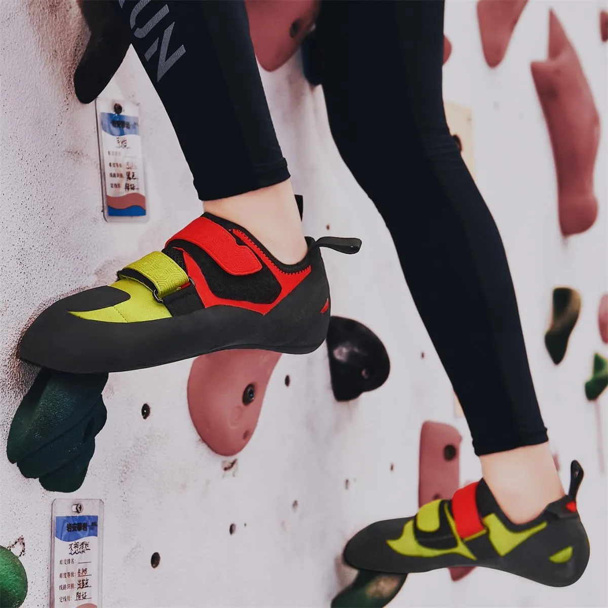 Women Men Rock Climbing Shoes, Hook & Loop Closure Hiking Shoes Non-Slip Wall Climbing Shoes