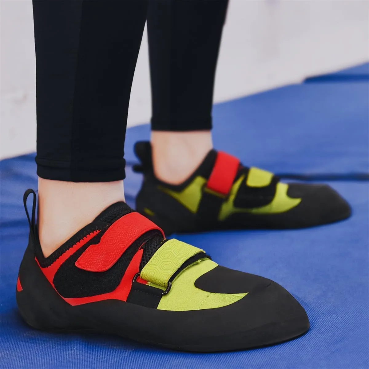 Women Men Rock Climbing Shoes, Hook & Loop Closure Hiking Shoes Non-Slip Wall Climbing Shoes