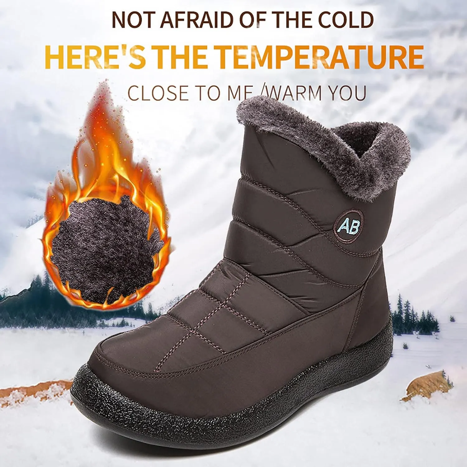 Women Snow Boots Waterproof Women's Slip On Winter Boots Women Snow Boots Winter Shoes with Hook Loop Low Snow Boot for Women Womens Running Shoes Mens Booties Winter