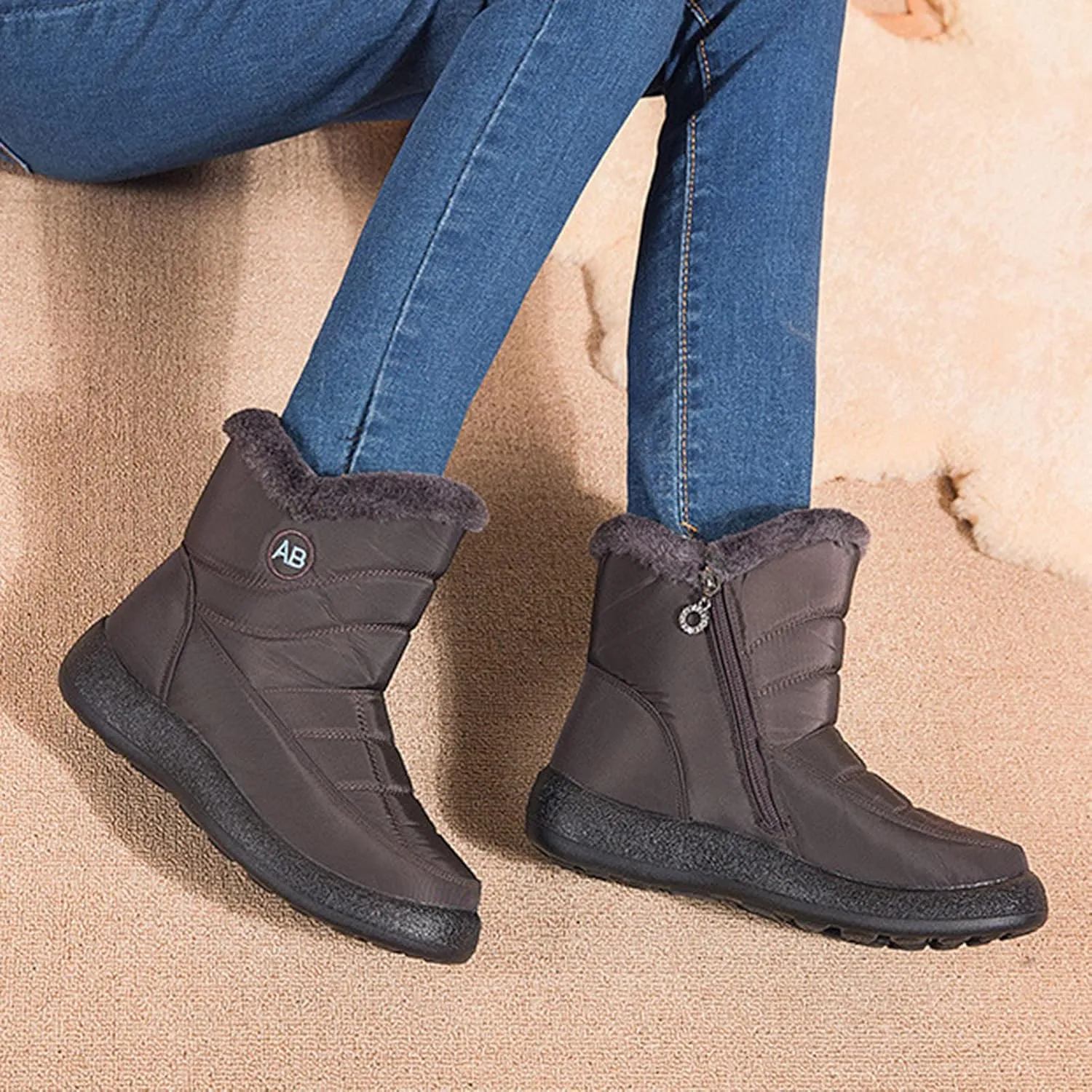 Women Snow Boots Waterproof Women's Slip On Winter Boots Women Snow Boots Winter Shoes with Hook Loop Low Snow Boot for Women Womens Running Shoes Mens Booties Winter