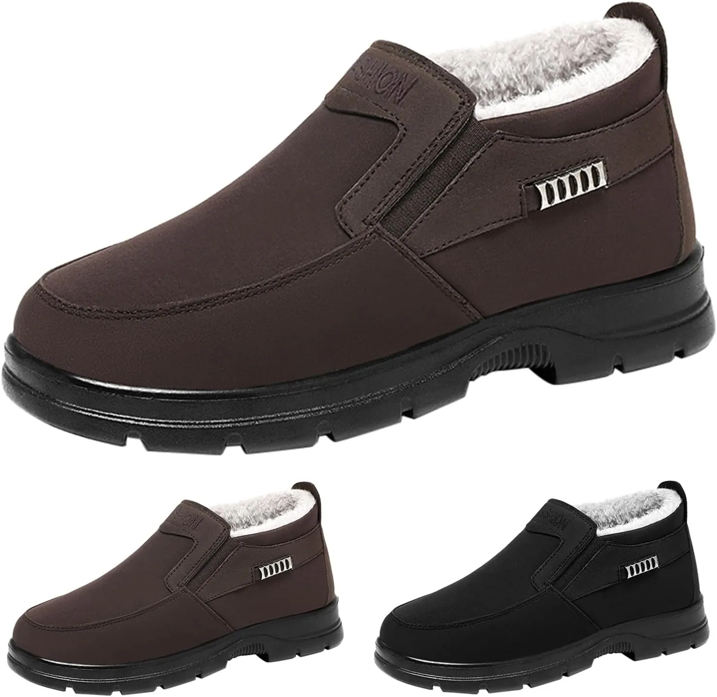 Women Winter Ankle Boots Waterproof Anti-Slip Plush Lined High Top Leather Snow Loafers Hiking Walking Shoes