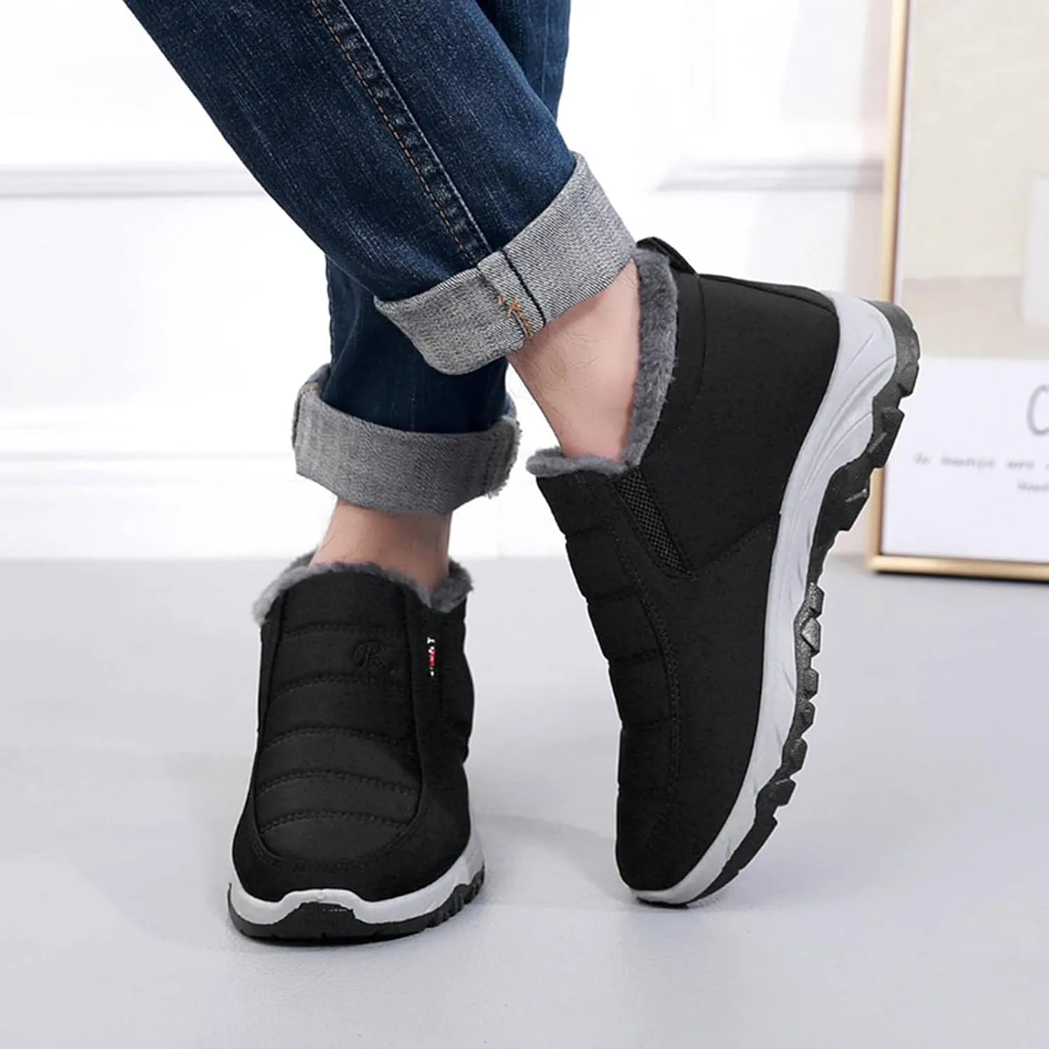 Women Winter Boots Waterproof Short Snow Boots Ladies Womens Snow Boots Winter Fur Lined Ankle Boot Snow Boot for Women Short Platform Boots Men Mens Snow Booties
