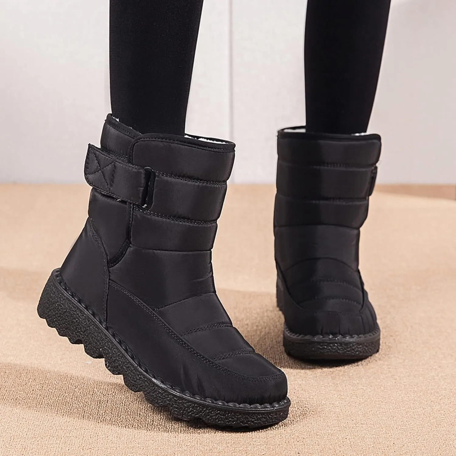 Women Winter Boots with Zipper Go Boots for Ladies Waterproof Snow Boots Womens Winter Ankle Boots Ladies Fur Lined Snow Shoes Women Barefoot Shoes Women Men's Winter Booties