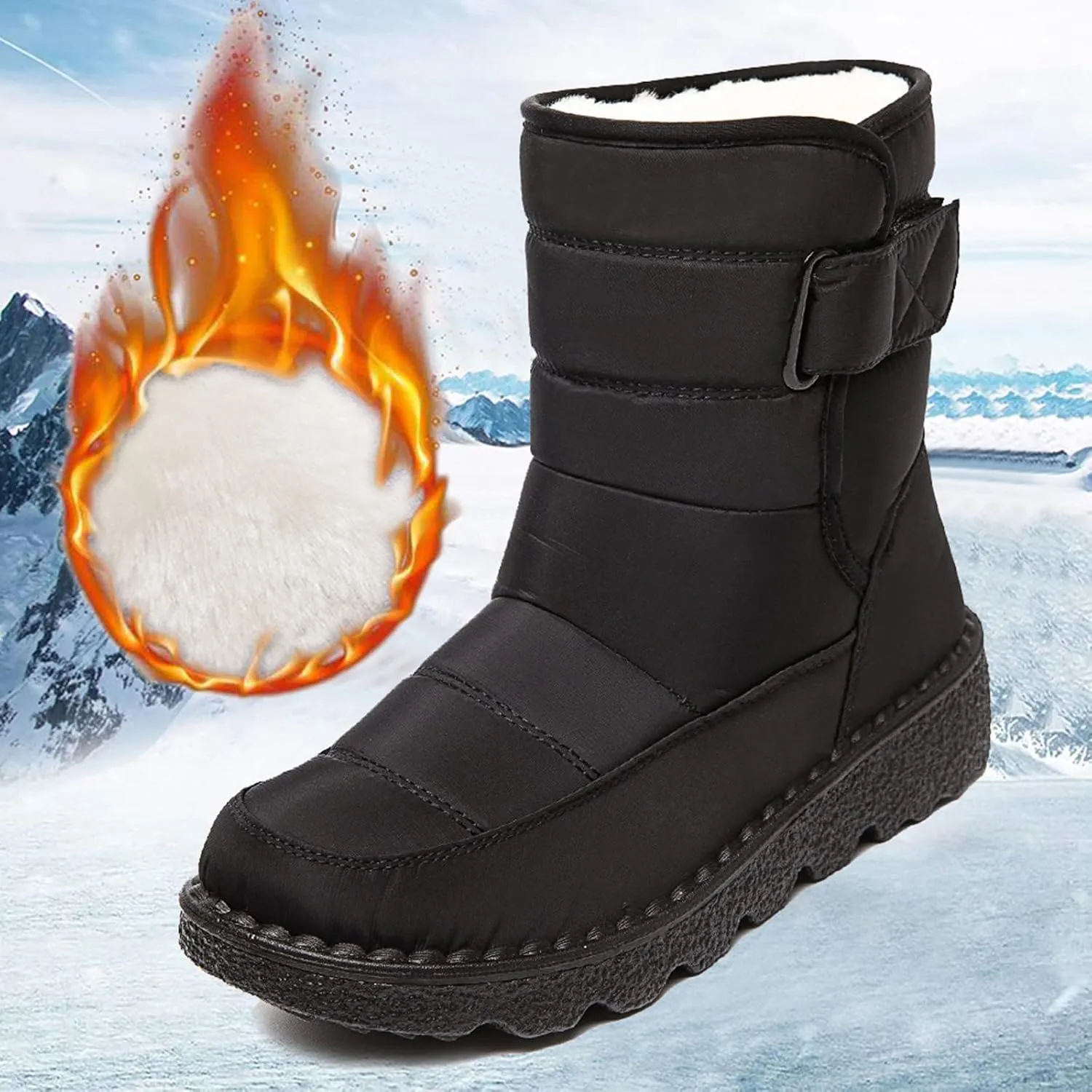 Women Winter Boots with Zipper Go Boots for Ladies Waterproof Snow Boots Womens Winter Ankle Boots Ladies Fur Lined Snow Shoes Women Barefoot Shoes Women Men's Winter Booties
