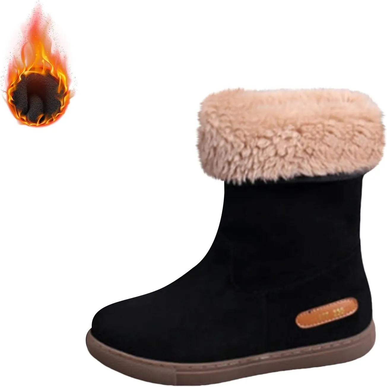Women Winter Snow Boots Non-Slip Out Sole Suede Leather Design Plush Lined Ankle Boots