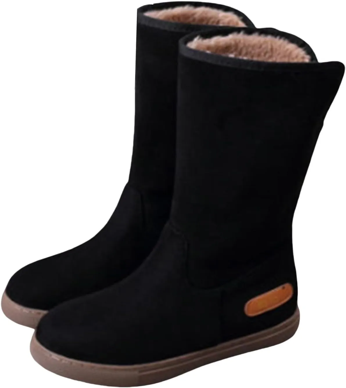 Women Winter Snow Boots Non-Slip Out Sole Suede Leather Design Plush Lined Ankle Boots