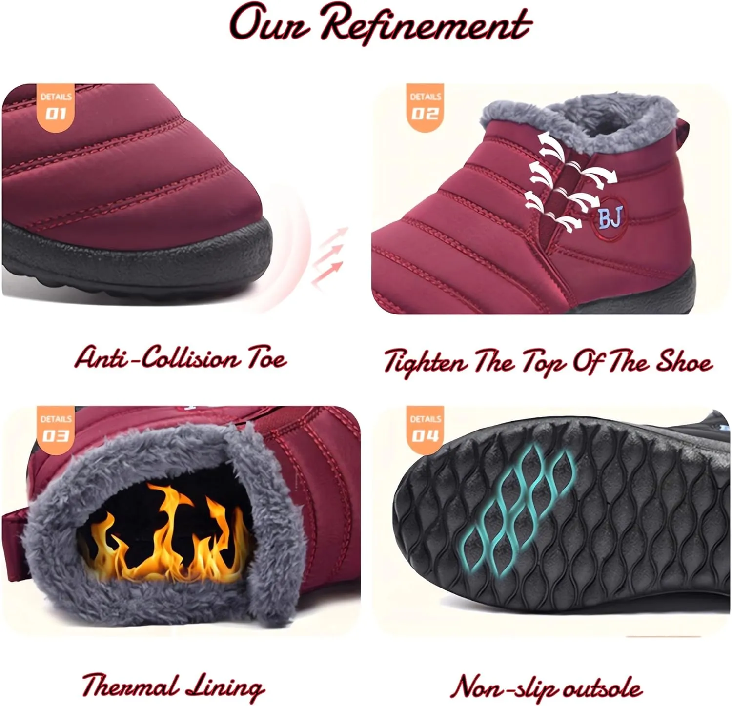 Womens And Men Snow Boots WaterproofWomen'S Winter Thermal BootsWinter Warm Hiking Work Comfy Boots Sneakers Walking Shoes