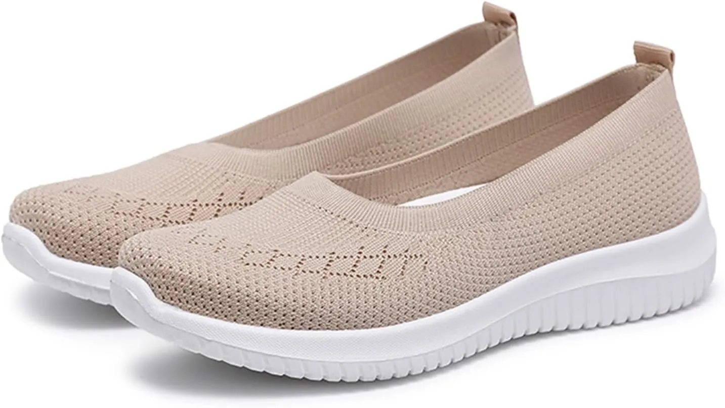 Women's Athletic Shoes Lightweight Woven Orthopedic Breathable Shoes Casual Slip on Walking Shoe Comfortable Walking Sneakers with Arch Support