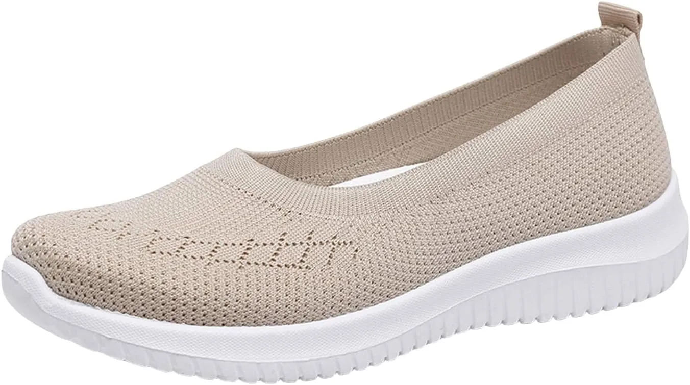Women's Athletic Shoes Lightweight Woven Orthopedic Breathable Shoes Casual Slip on Walking Shoe Comfortable Walking Sneakers with Arch Support