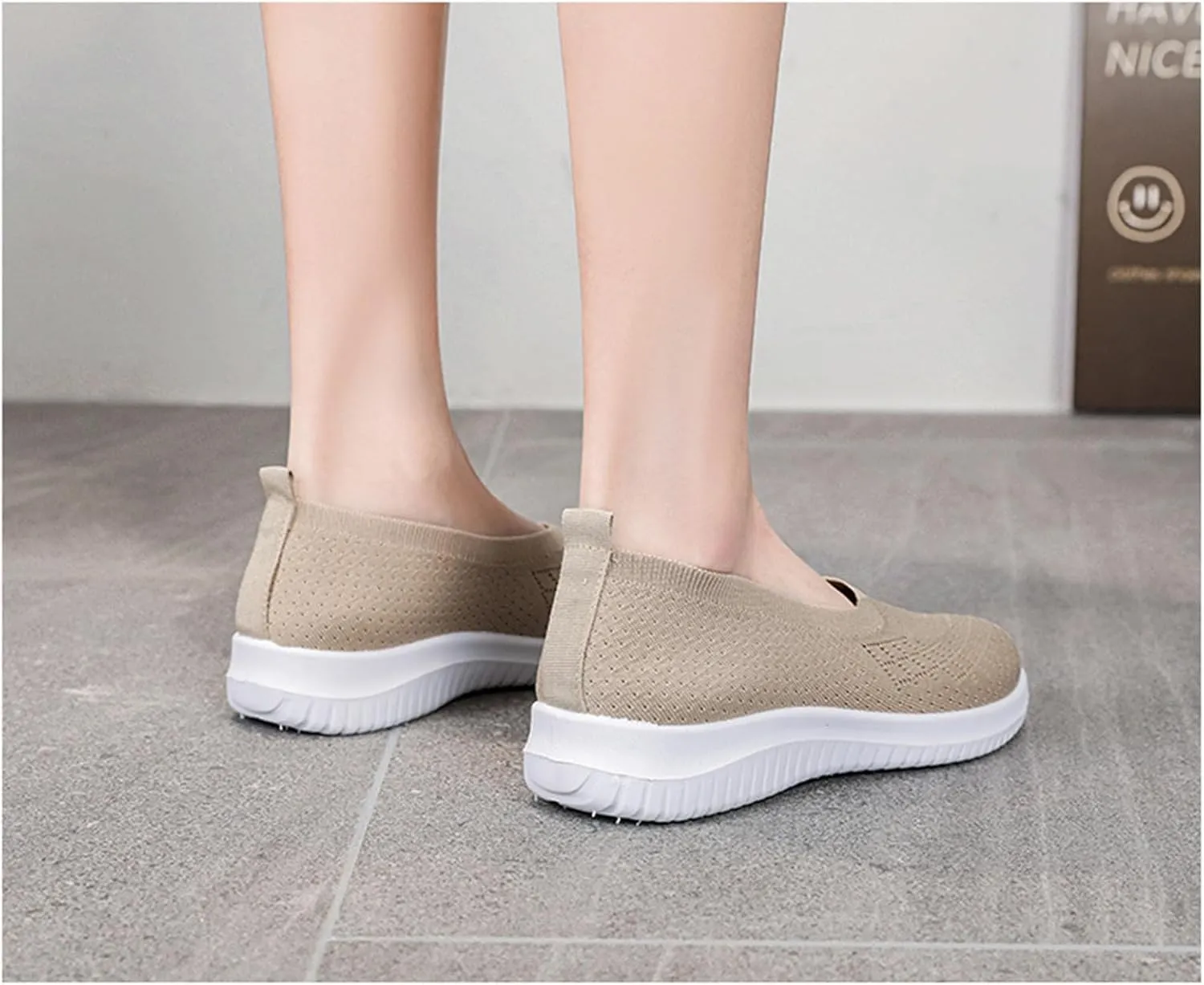 Women's Athletic Shoes Lightweight Woven Orthopedic Breathable Shoes Casual Slip on Walking Shoe Comfortable Walking Sneakers with Arch Support