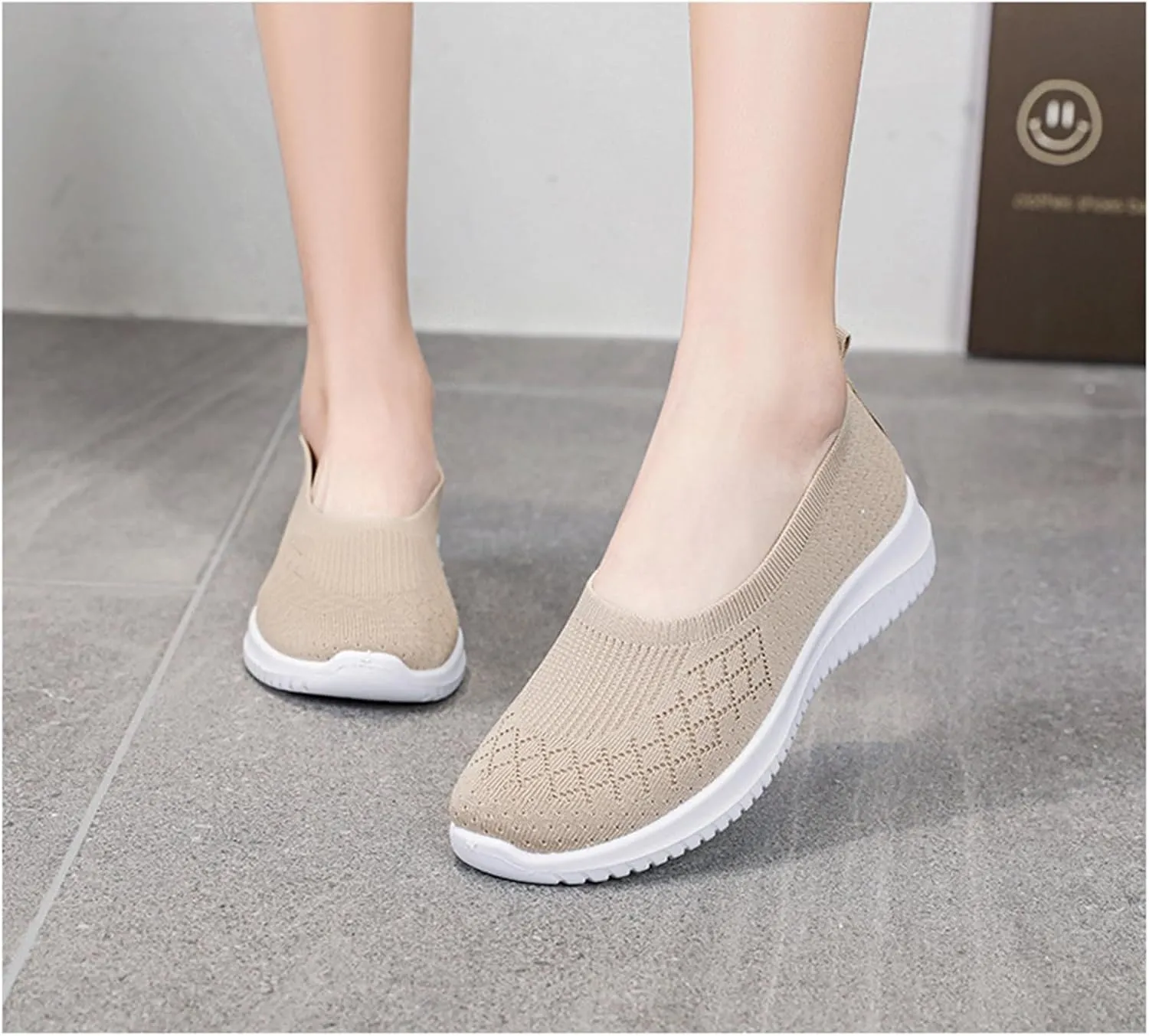 Women's Athletic Shoes Lightweight Woven Orthopedic Breathable Shoes Casual Slip on Walking Shoe Comfortable Walking Sneakers with Arch Support