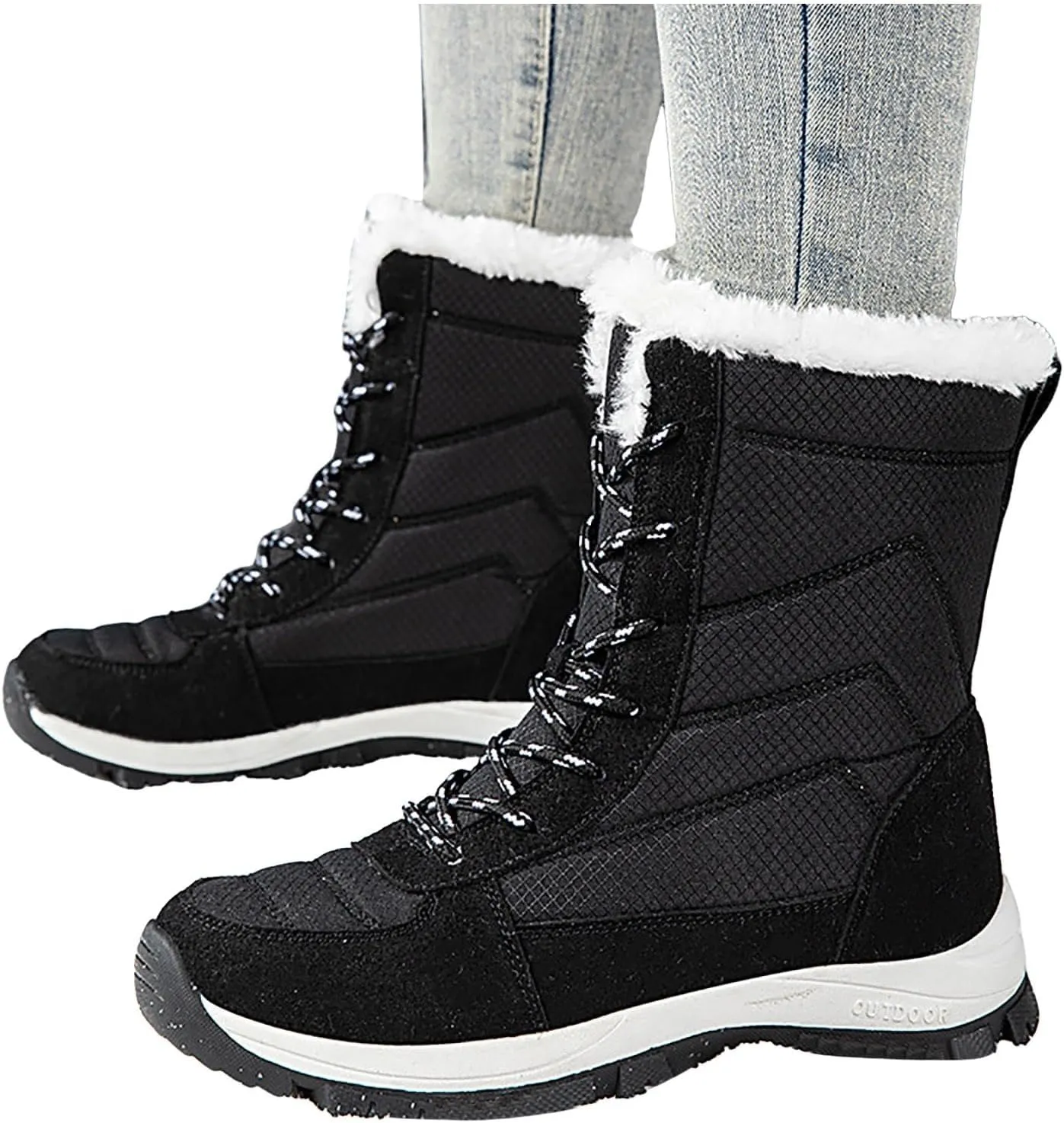 Women's Cold Proof Snow Boots Winter Plus Velvet Warm Snow Boots Outdoor Hiking Boots Women Winter Thigh High Boots