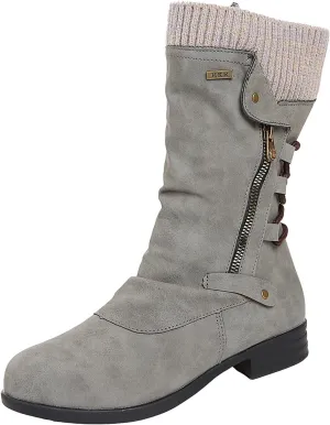 Women's Fashionable Mid Calf Boots Classic Versatile Winter Warm Boots Zipper Insulated Non Slip Leather Boot