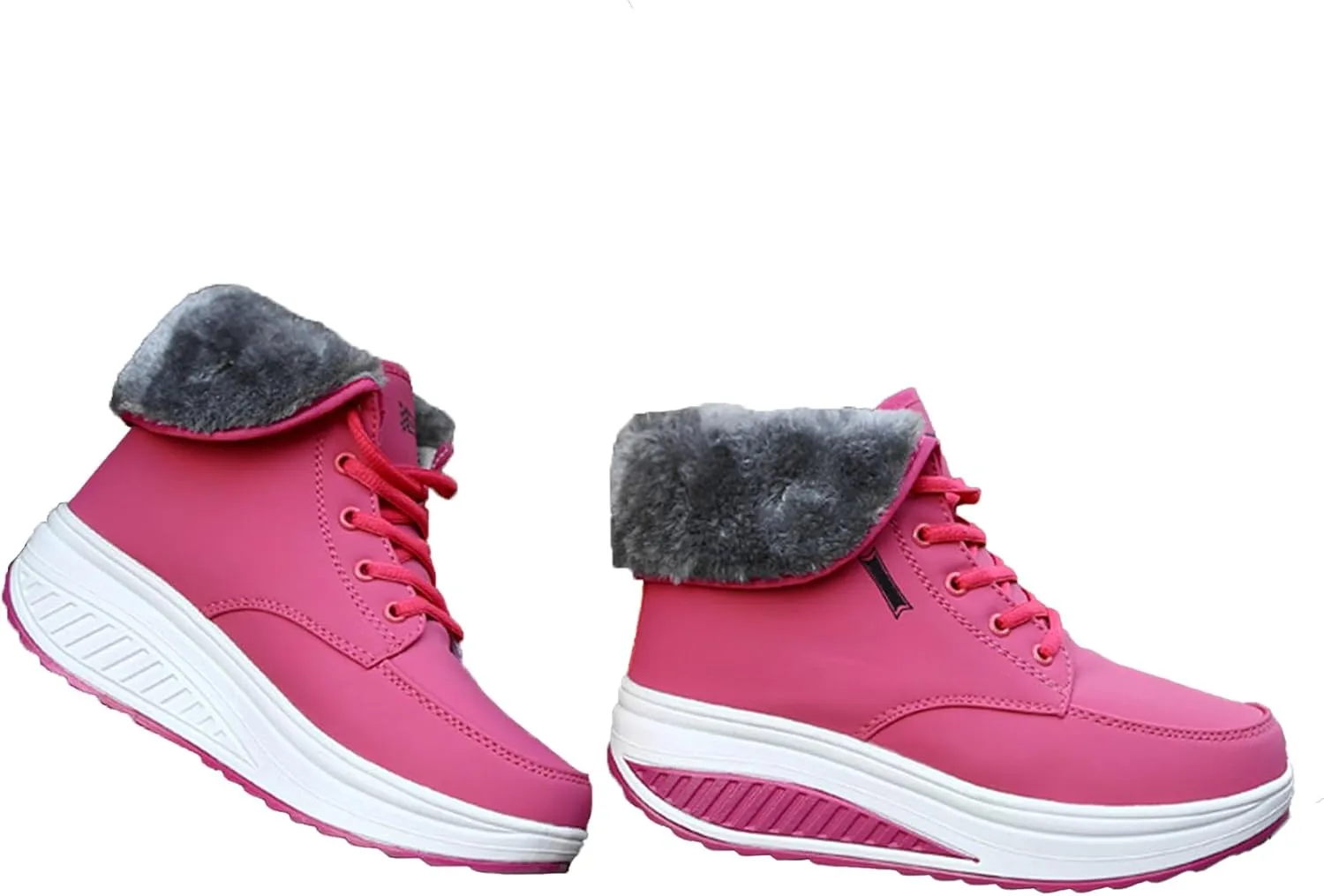 Women's Leather Round Toe Lace-Up Platform Snow Boots Comfortable Non-Slip Warm Walking Boots Casual Sneakers Ankle Boots