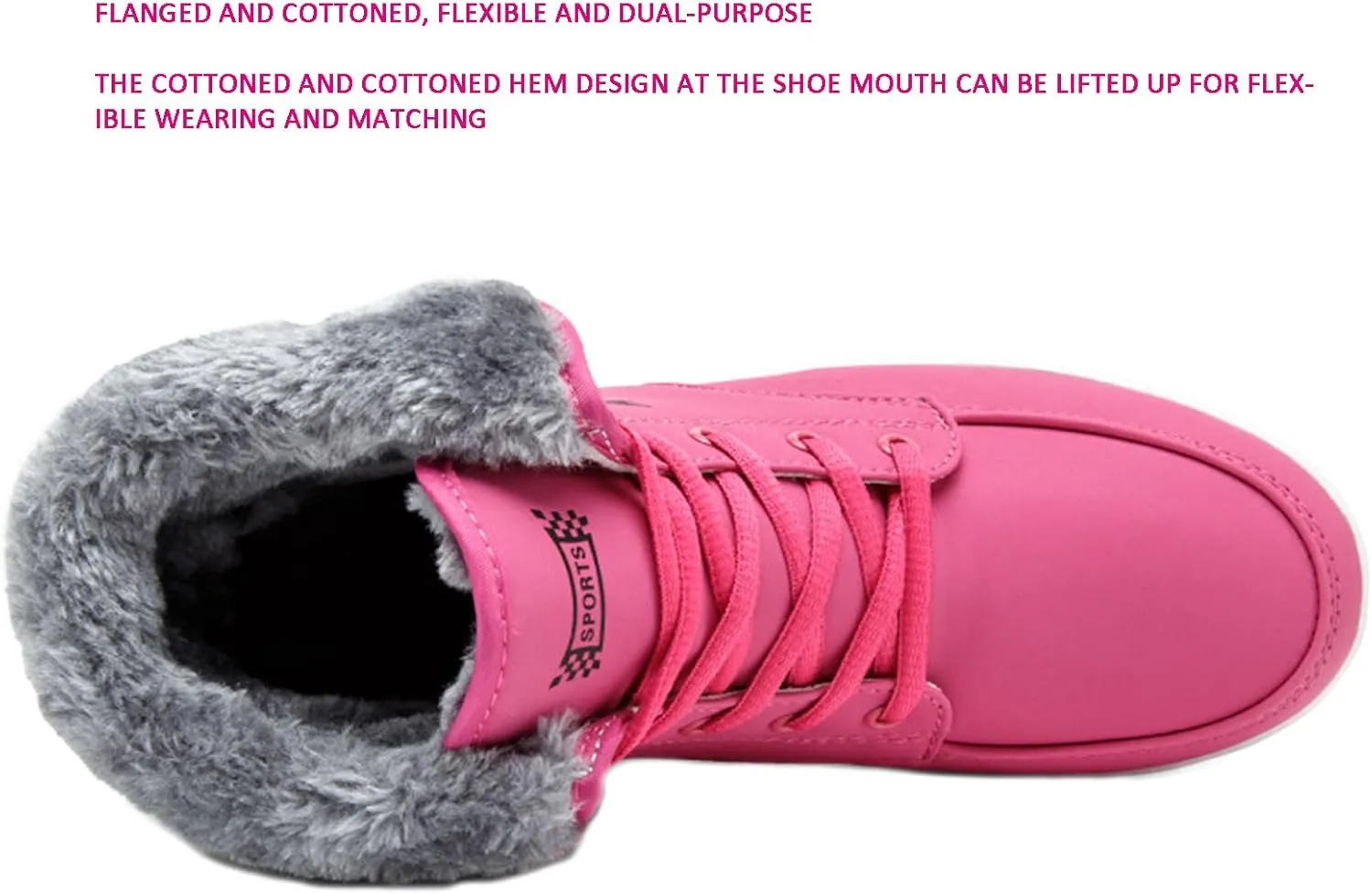 Women's Leather Round Toe Lace-Up Platform Snow Boots Comfortable Non-Slip Warm Walking Boots Casual Sneakers Ankle Boots