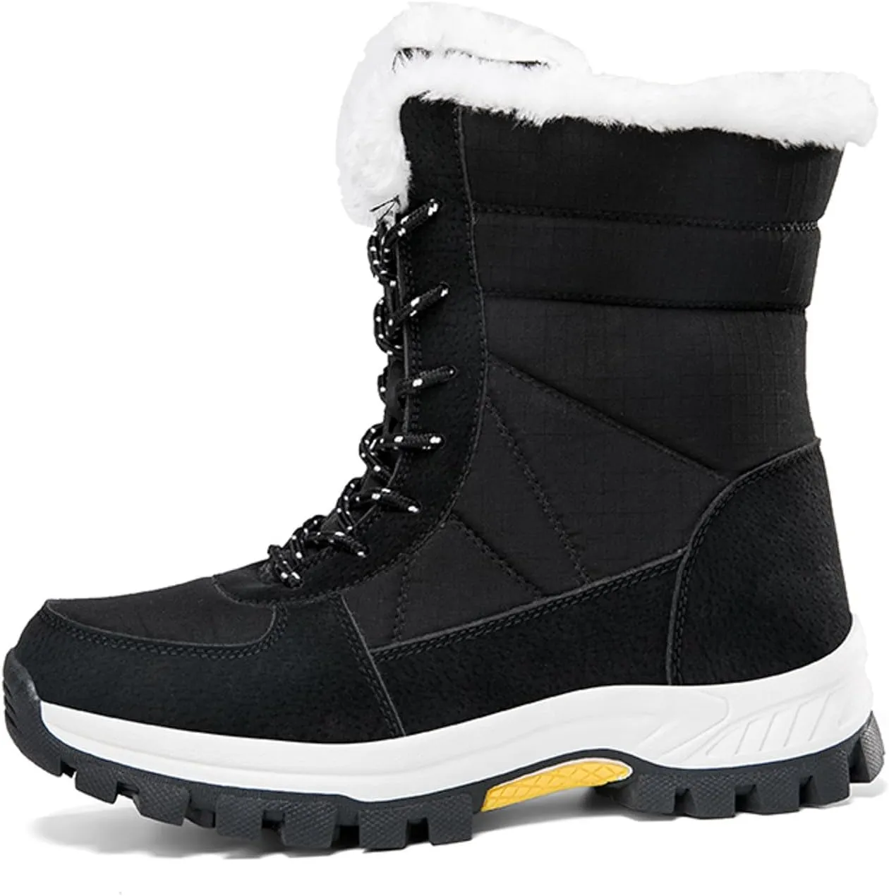 Women's Mid Calf Snow Boots Thickened Warm Fleece Winter Boots Lace Up Cold Proof Boots Outdoor Snow Boot