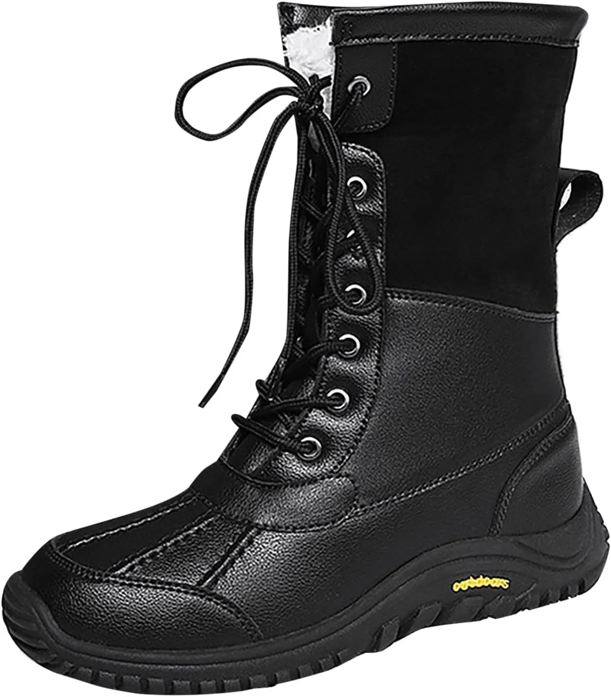 Women's Mid Calf Snow Boots Water Proof Insulated Boots Fleece Lined Winter Women's Warm Lace up Snow Boots