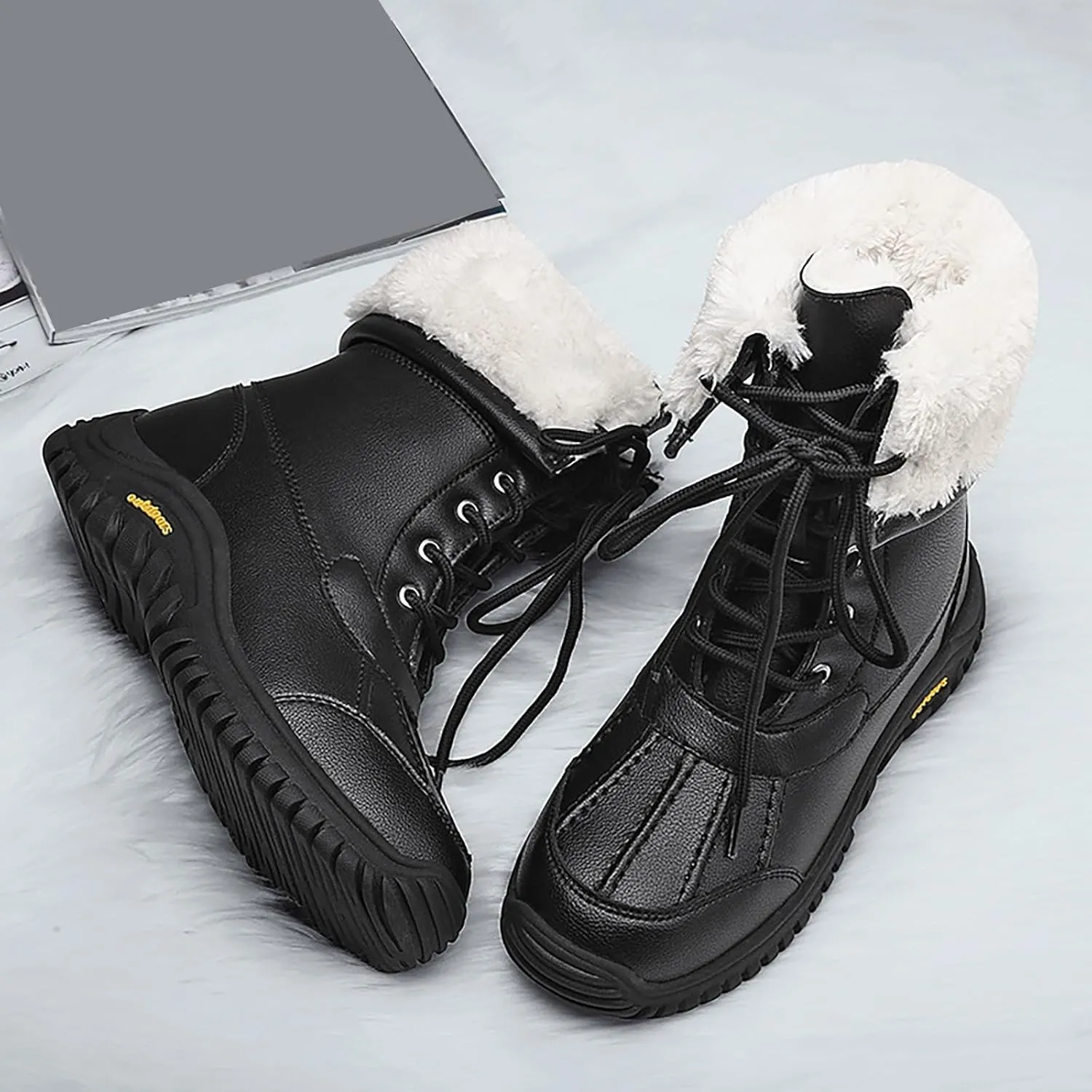 Women's Mid Calf Snow Boots Water Proof Insulated Boots Fleece Lined Winter Women's Warm Lace up Snow Boots