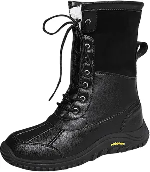 Women's Mid Calf Snow Boots Water Proof Insulated Boots Fleece Lined Winter Women's Warm Lace up Snow Boots