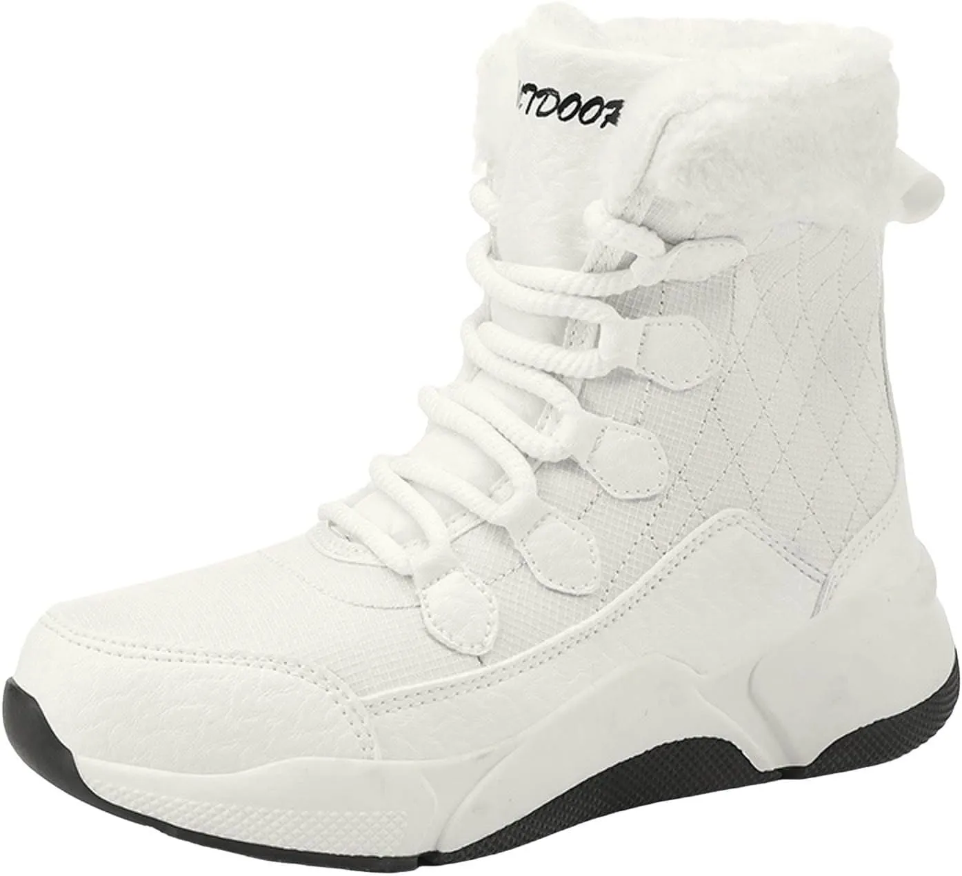 Women's Plush Insulated Snow Boots Lace Up Mid Calf Boots Fashion Winter Warm Boots Non Snow Boots for Women