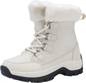 Women's Plush Thick Bottom Snow Boots Water Proof Insulated Winter Boots Fashion Lace Up Non Slip Boots