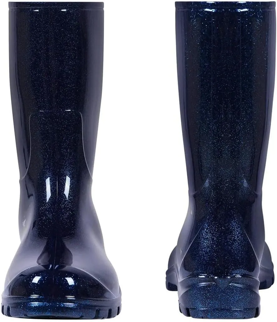 Women's Rain Boots Mid Calf Printed Rubber Waterproof Boots Starry Sky Garden Rain Shoes Anti-Slip Boot