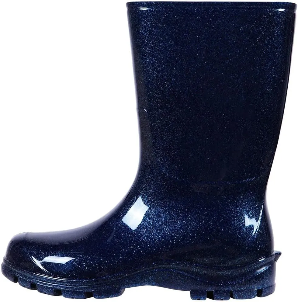 Women's Rain Boots Mid Calf Printed Rubber Waterproof Boots Starry Sky Garden Rain Shoes Anti-Slip Boot