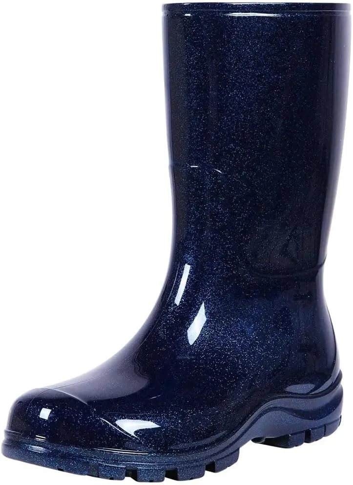 Women's Rain Boots Mid Calf Printed Rubber Waterproof Boots Starry Sky Garden Rain Shoes Anti-Slip Boot