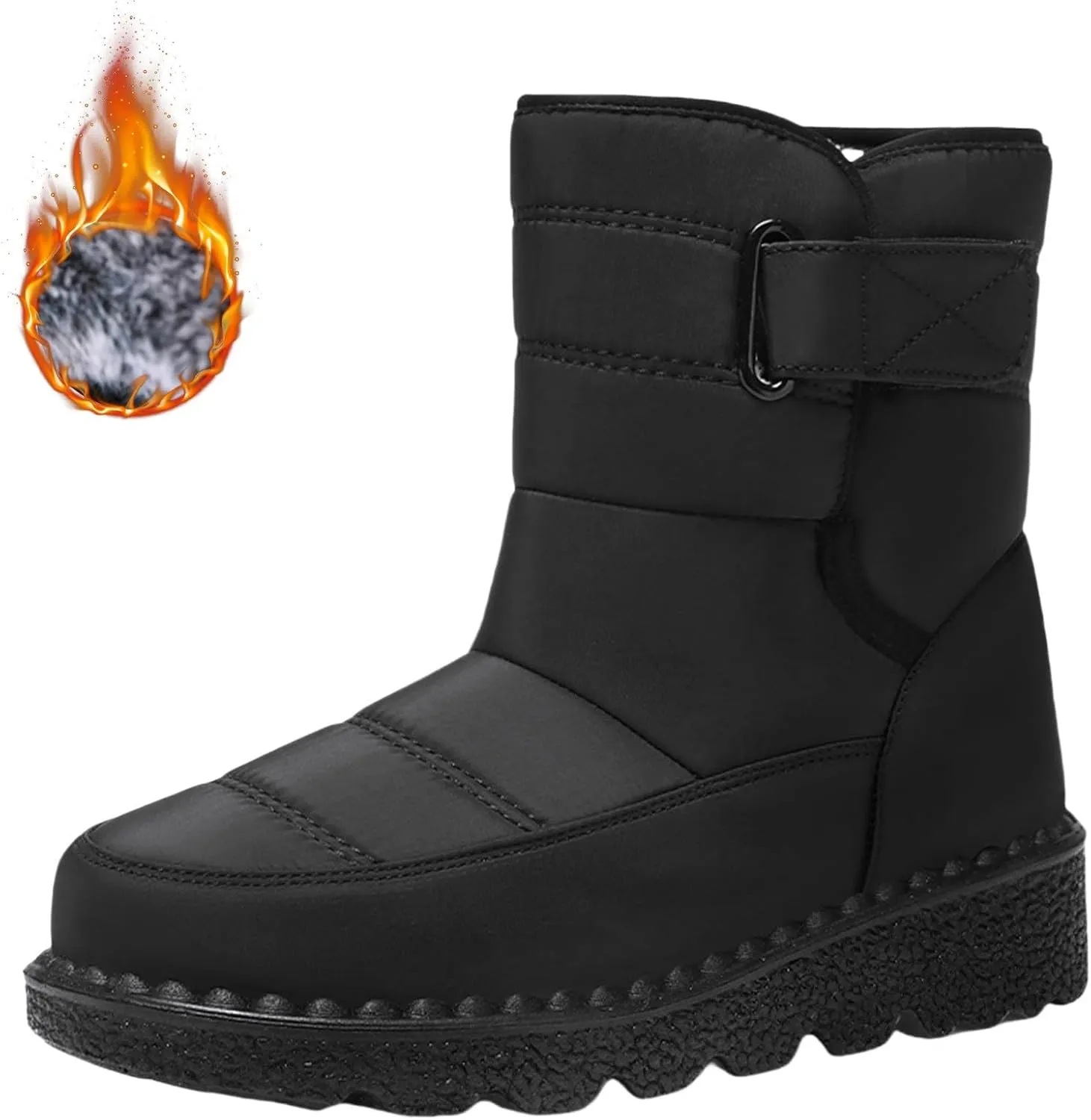 Women's Snow Boots Anti-Slip Mid-calf Winter Boots for Womens Comfortable Faux Fur Lined Winter Suede Snow Boots
