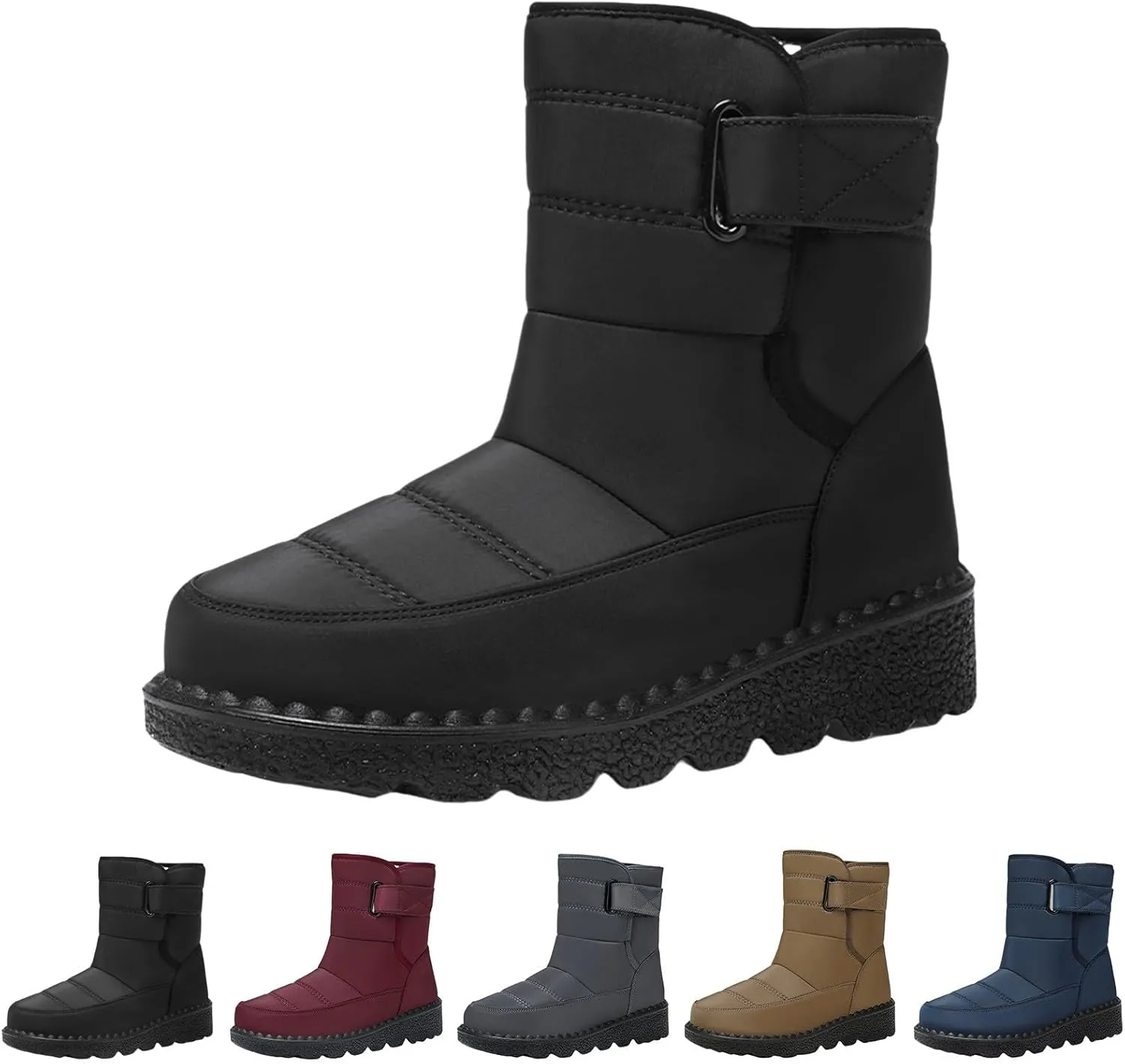 Women's Snow Boots Anti-Slip Mid-calf Winter Boots for Womens Comfortable Faux Fur Lined Winter Suede Snow Boots