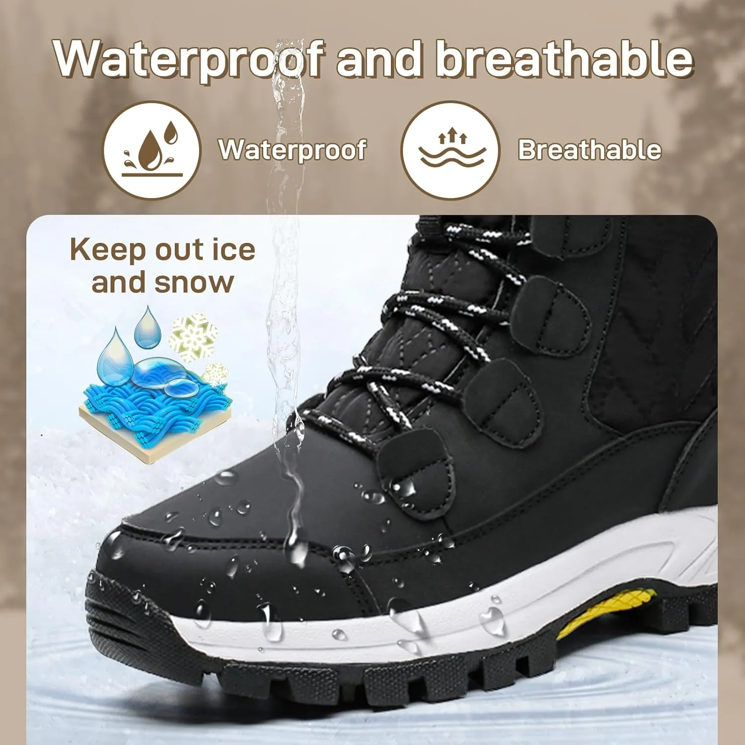 Womens Snow Boots Warm Fur Lined Winter Boots Anti Slip Ankle Boots Mid Calf Snowboots Waterproof and Cold-Resistant Outdoor Walking Shoes for Women Ladies Girls