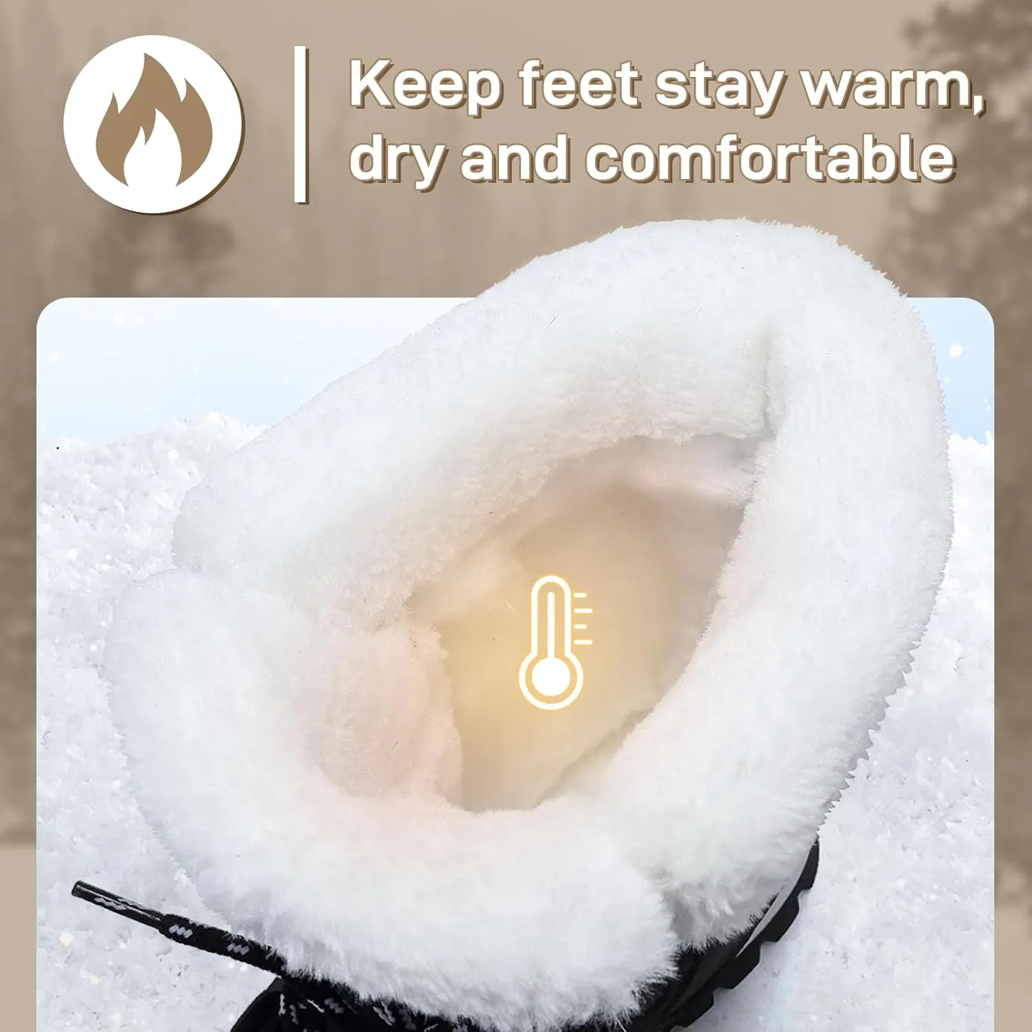 Womens Snow Boots Warm Fur Lined Winter Boots Anti Slip Ankle Boots Mid Calf Snowboots Waterproof and Cold-Resistant Outdoor Walking Shoes for Women Ladies Girls