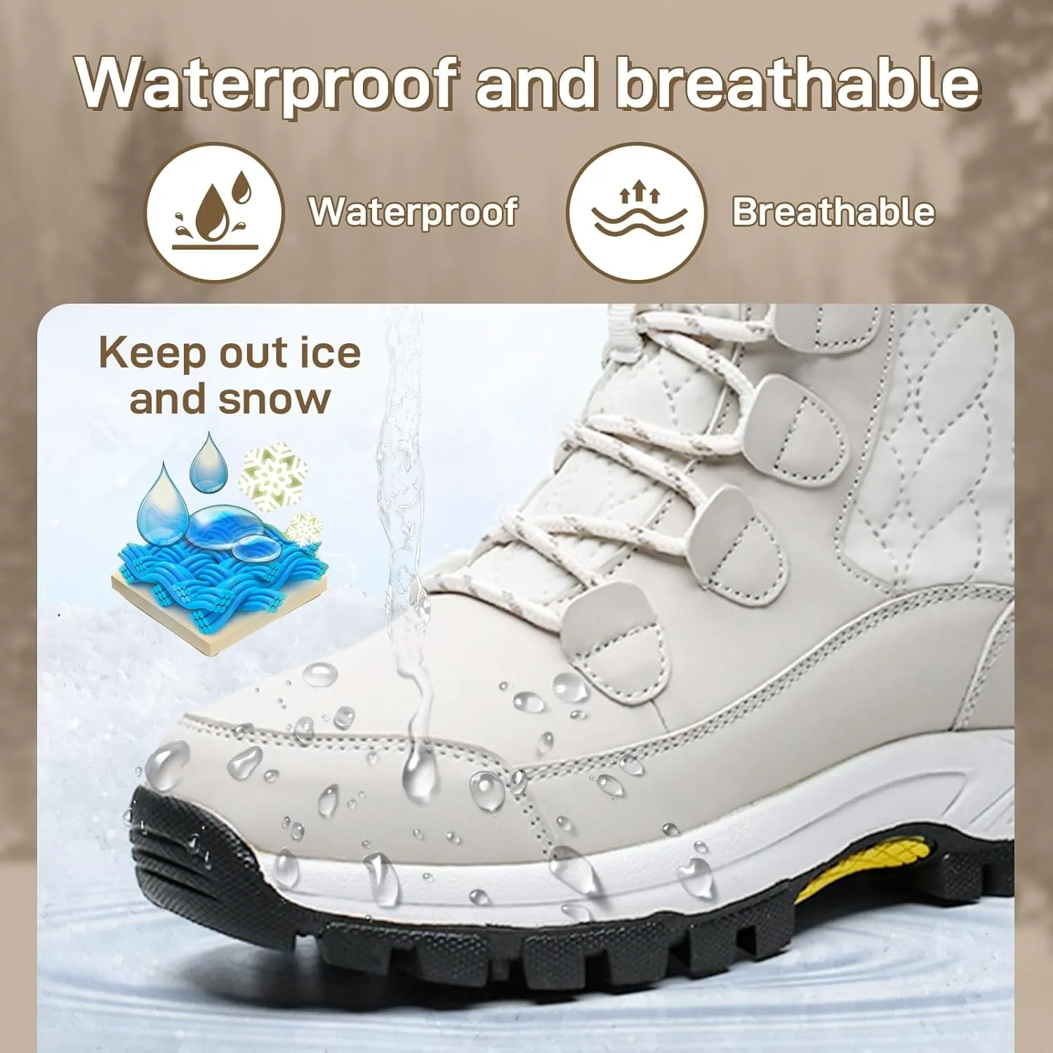Womens Snow Boots Warm Fur Lined Winter Boots Anti Slip Ankle Boots Mid Calf Snowboots Waterproof and Cold-Resistant Outdoor Walking Shoes for Women Ladies Girls