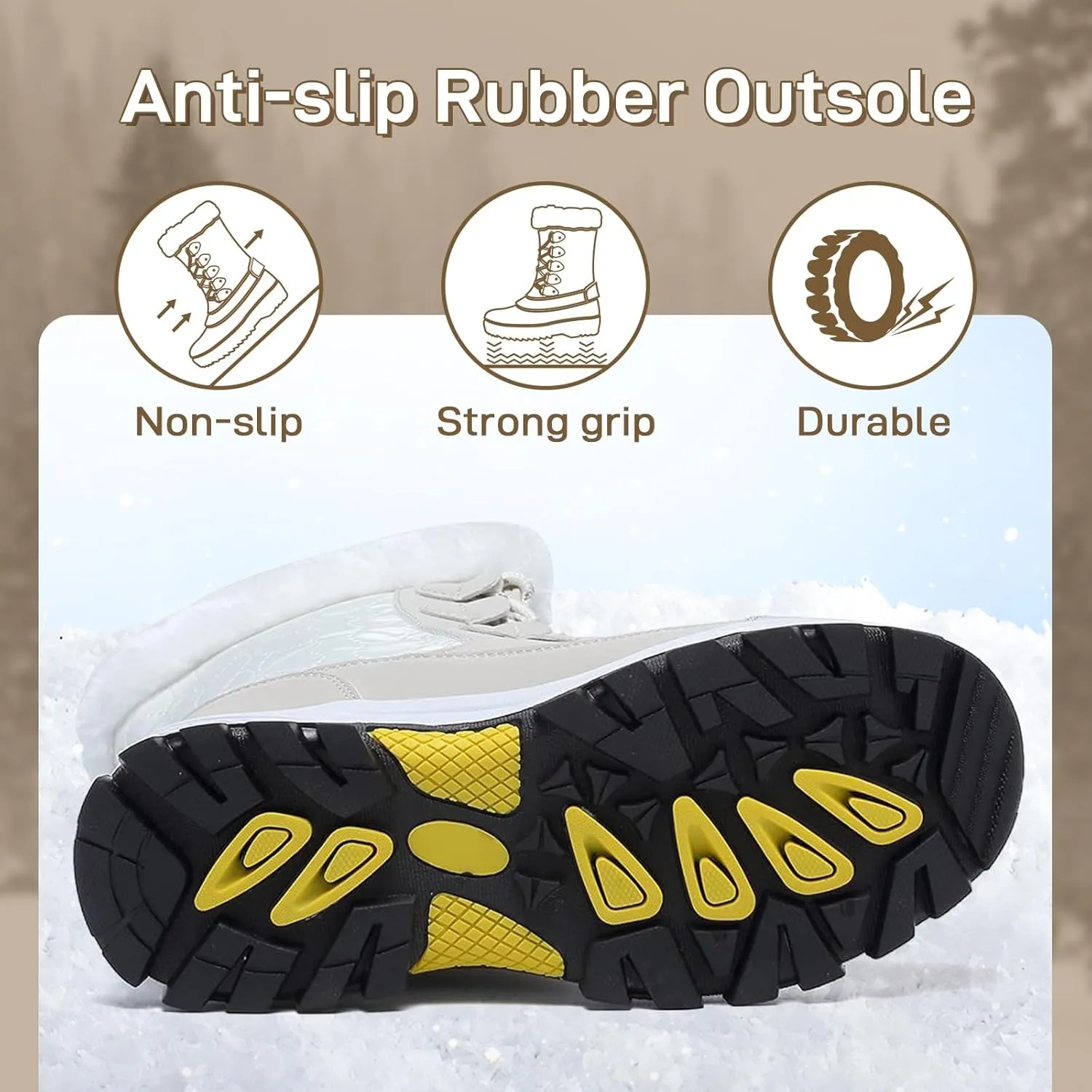 Womens Snow Boots Warm Fur Lined Winter Boots Anti Slip Ankle Boots Mid Calf Snowboots Waterproof and Cold-Resistant Outdoor Walking Shoes for Women Ladies Girls