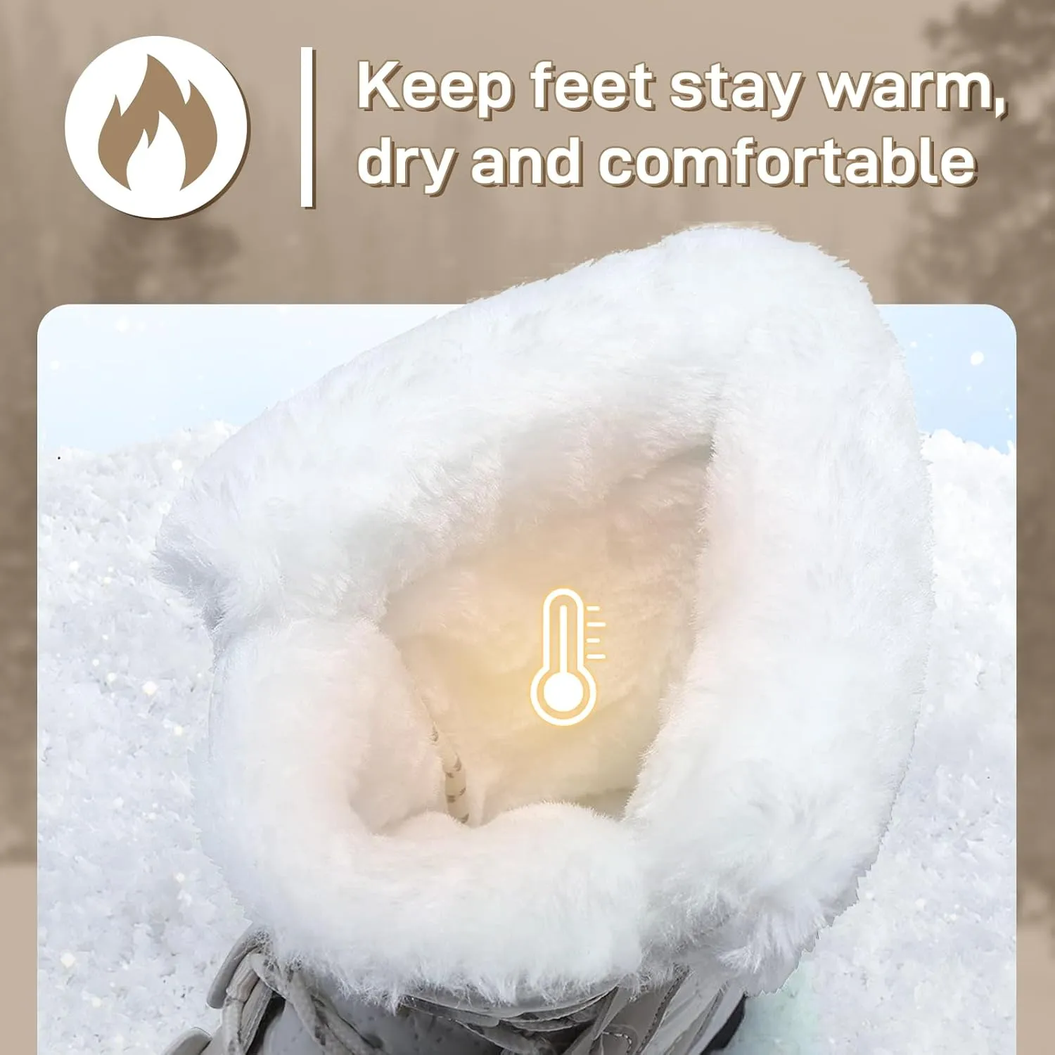 Womens Snow Boots Warm Fur Lined Winter Boots Anti Slip Ankle Boots Mid Calf Snowboots Waterproof and Cold-Resistant Outdoor Walking Shoes for Women Ladies Girls