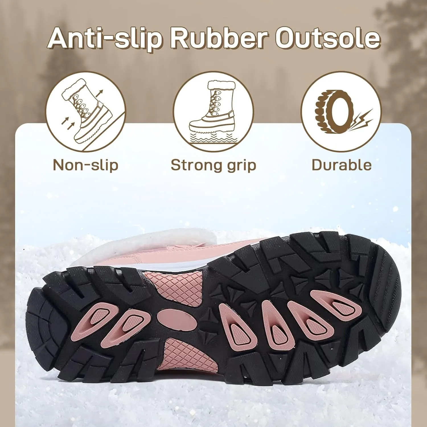 Womens Snow Boots Warm Fur Lined Winter Boots Anti Slip Mid Calf Ankle Booties Waterproof and Cold-Resistant Outdoor Walking Shoes for Women Ladies Girls