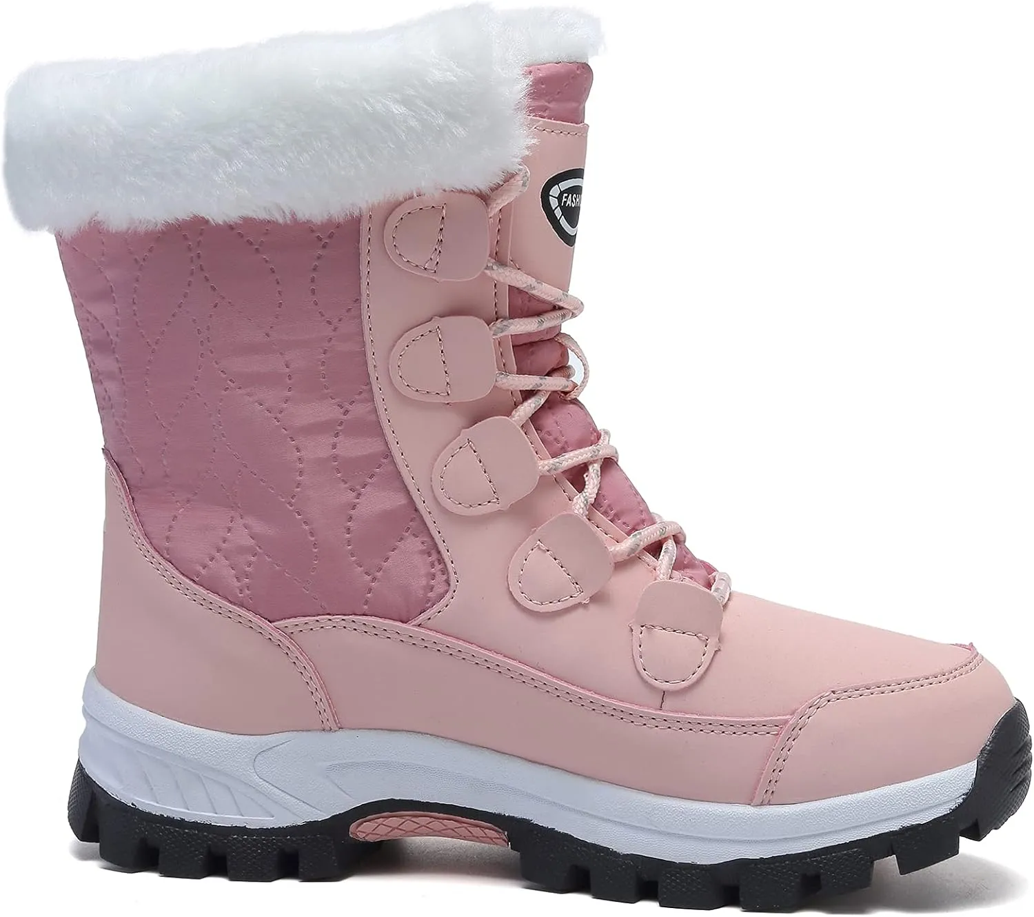 Womens Snow Boots Warm Fur Lined Winter Boots Anti Slip Mid Calf Ankle Booties Waterproof and Cold-Resistant Outdoor Walking Shoes for Women Ladies Girls