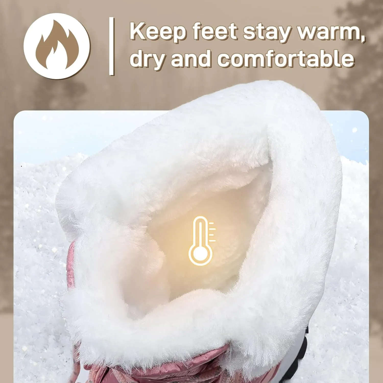 Womens Snow Boots Warm Fur Lined Winter Boots Anti Slip Mid Calf Ankle Booties Waterproof and Cold-Resistant Outdoor Walking Shoes for Women Ladies Girls