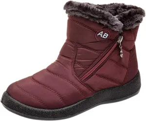 Women's Snow Boots Winter Cold Proof Insulated Ankle Short Booties Lightweight Plus Velvet Warm Fleece Boots