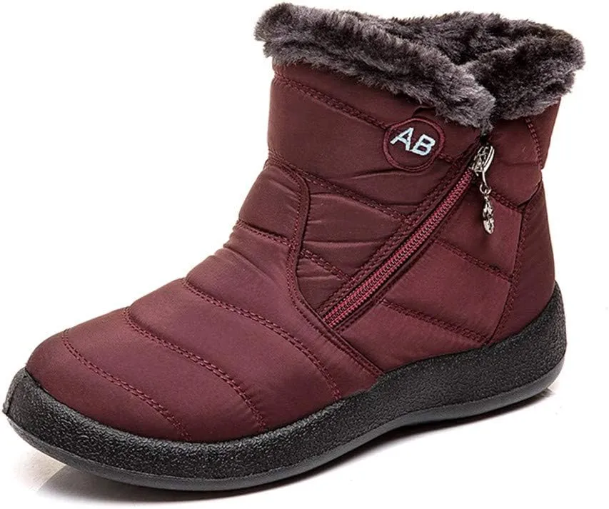 Women's Snow Boots Winter Cold Proof Insulated Ankle Short Booties Lightweight Plus Velvet Warm Fleece Boots
