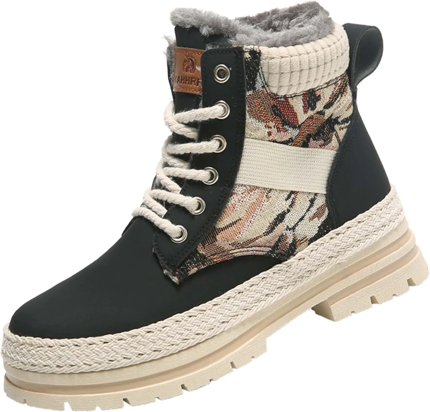 Women's snow boots with warm fur lining, winter boots with anti slip ankle boots, mid calf snow boots, waterproof and cold resistant outdoor women's walking shoes