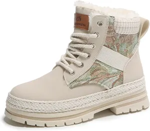 Women's snow boots with warm fur lining, winter boots with anti slip ankle boots, mid calf snow boots, waterproof and cold resistant outdoor women's walking shoes