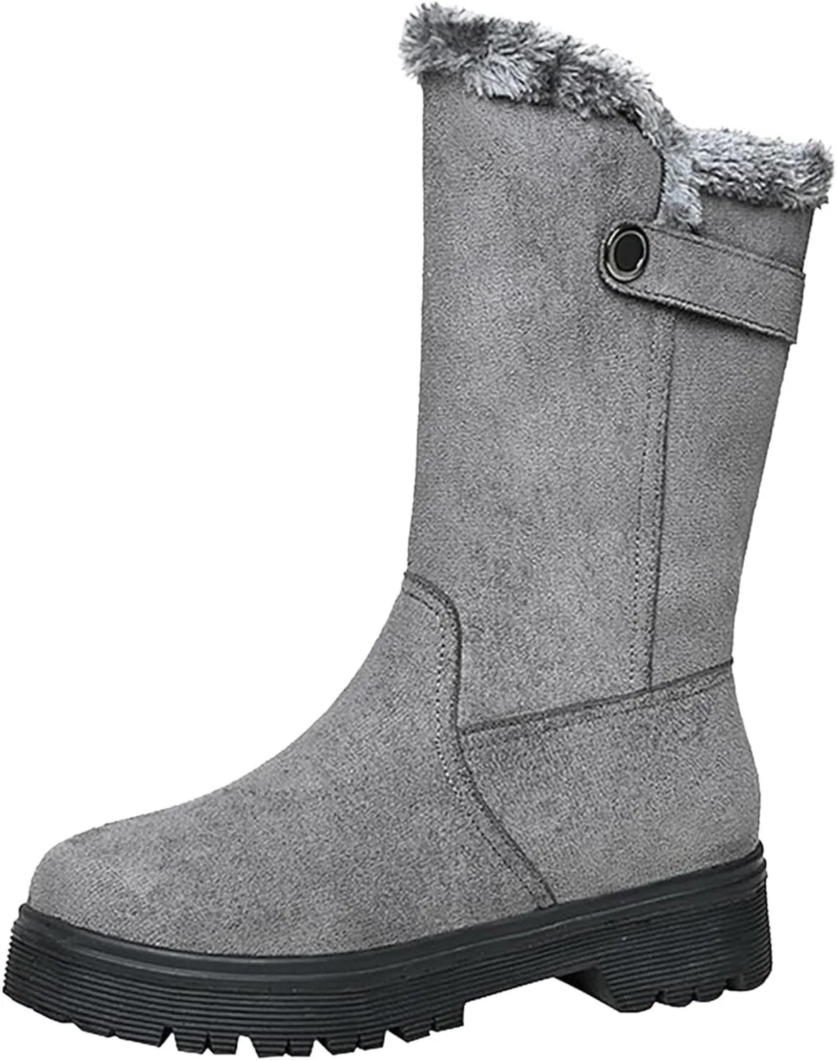 Women's Suede Mid Calf Boots Fleece Lined Warm Snow Boots Non Slip Thick Bottom Winter Boots Cute Fall Boots