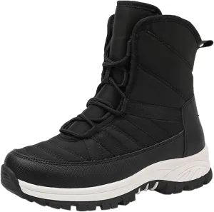 Women's Thick Bottom Snow Boots Lace Up Non Slip Boots Cold Proof Insulated Winter Boots Fuzzy Garden Boots